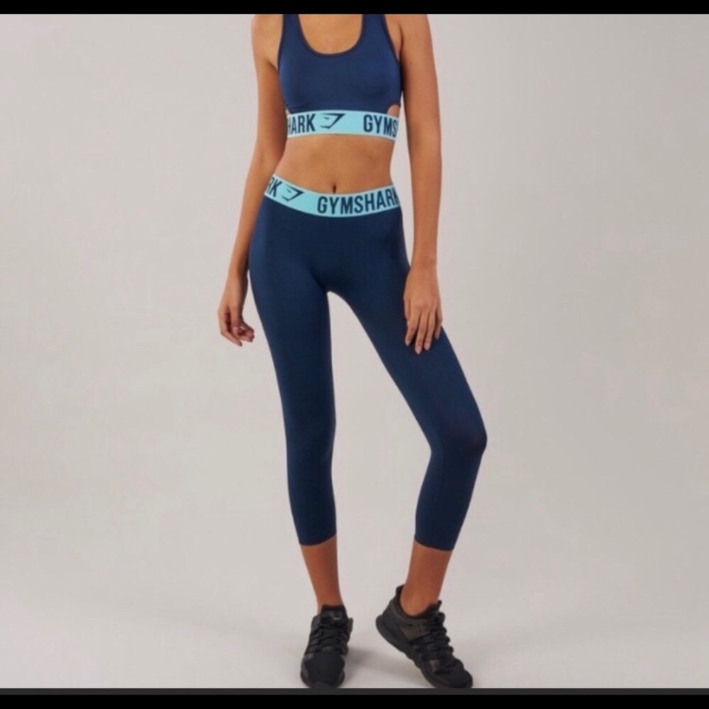 ISO Blue GYMSHARK Fit Leggings Cropped Extra Small